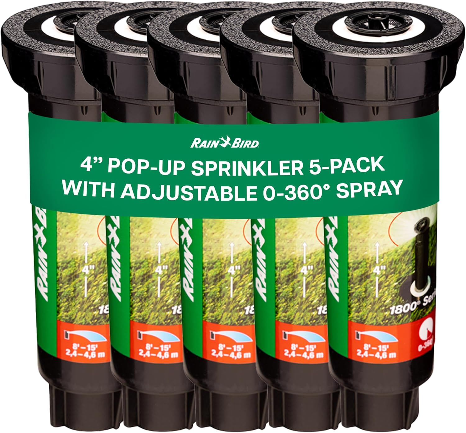Rain Bird 1802VAN Professional Pop-Up Sprinkler, Adjustable 0-360&deg; Pattern, 8' - 15' Spray Distance, 2" Pop-Up Height
