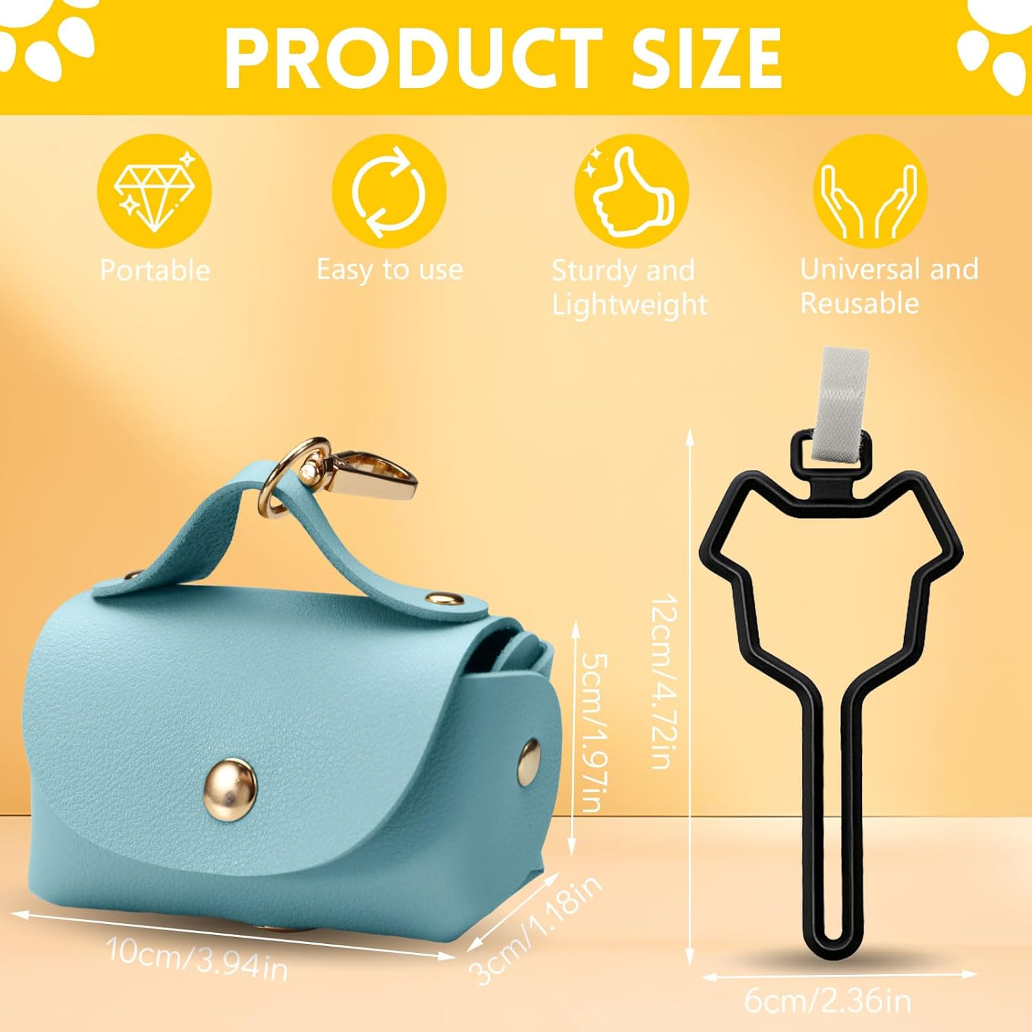 3Pcs Dog Poop Bag Holder with Clip, Stylish Leather Dog Poop Bag Dispenser for Leash, Cute Pet Dog Waste Bag Holder Carrier for Walking Camping image number 3