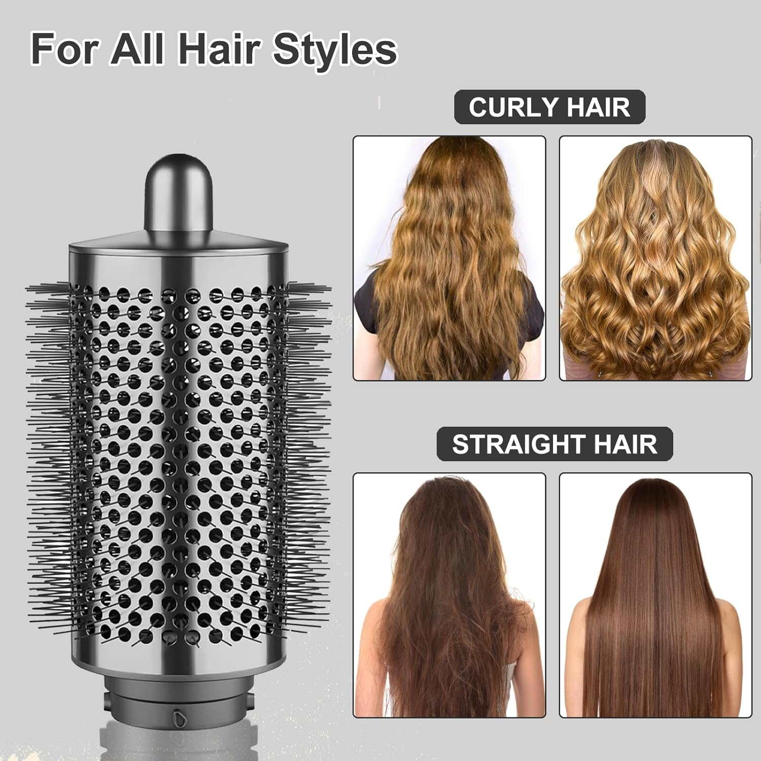 Large round Volumizing Brush Attachments for Dyson for Airwrap Styler HS01 HS05, Accessories for All Hair Types, Grey image number 4