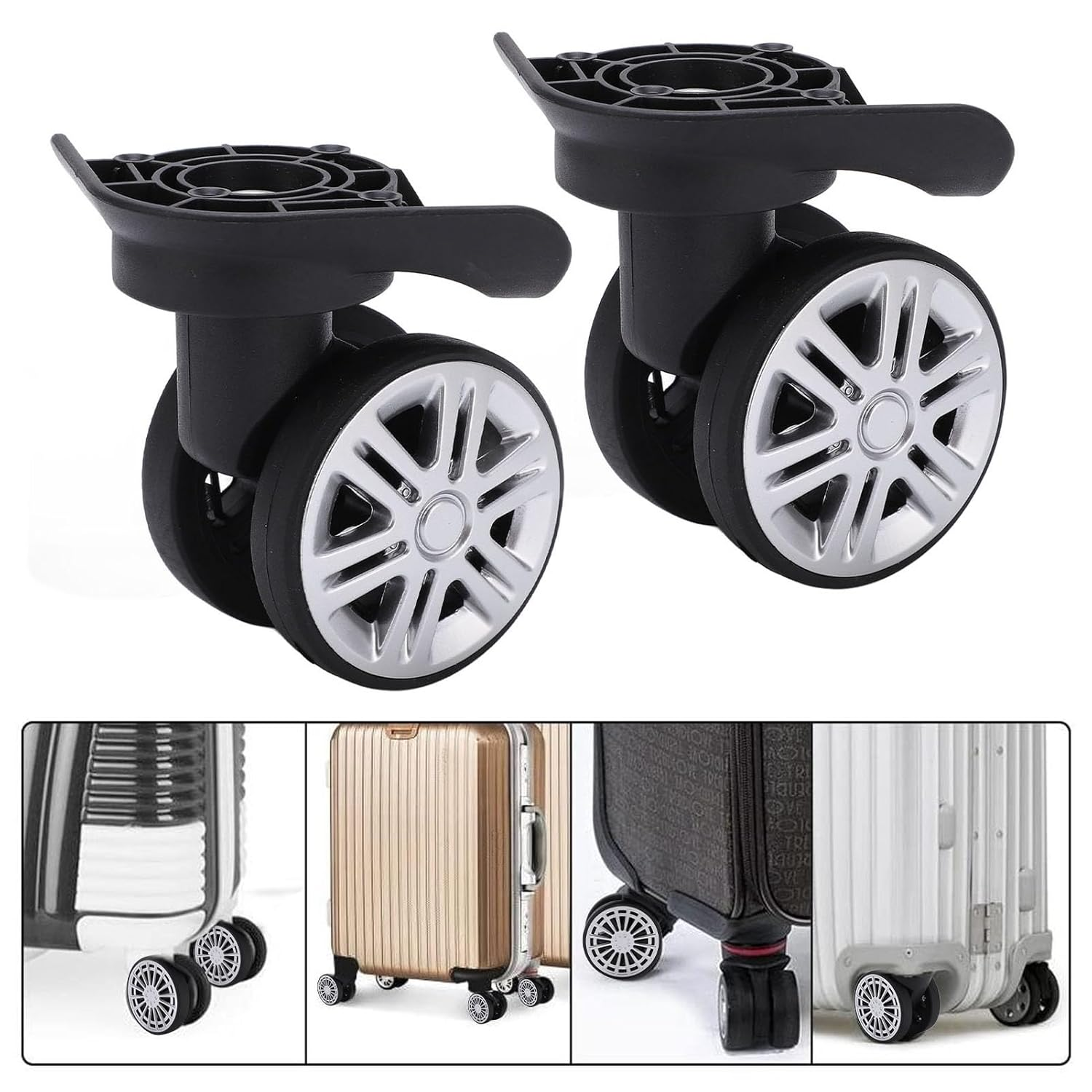 Pergar Suitcase Caster, Luggage Wheels Replacement, 1 Pair Luggage Swivel Wheels, Suitcase Swivel Casters, Luggage Travel Suitcase Wheels Repalcement Mute Double Row Wheels image number 1