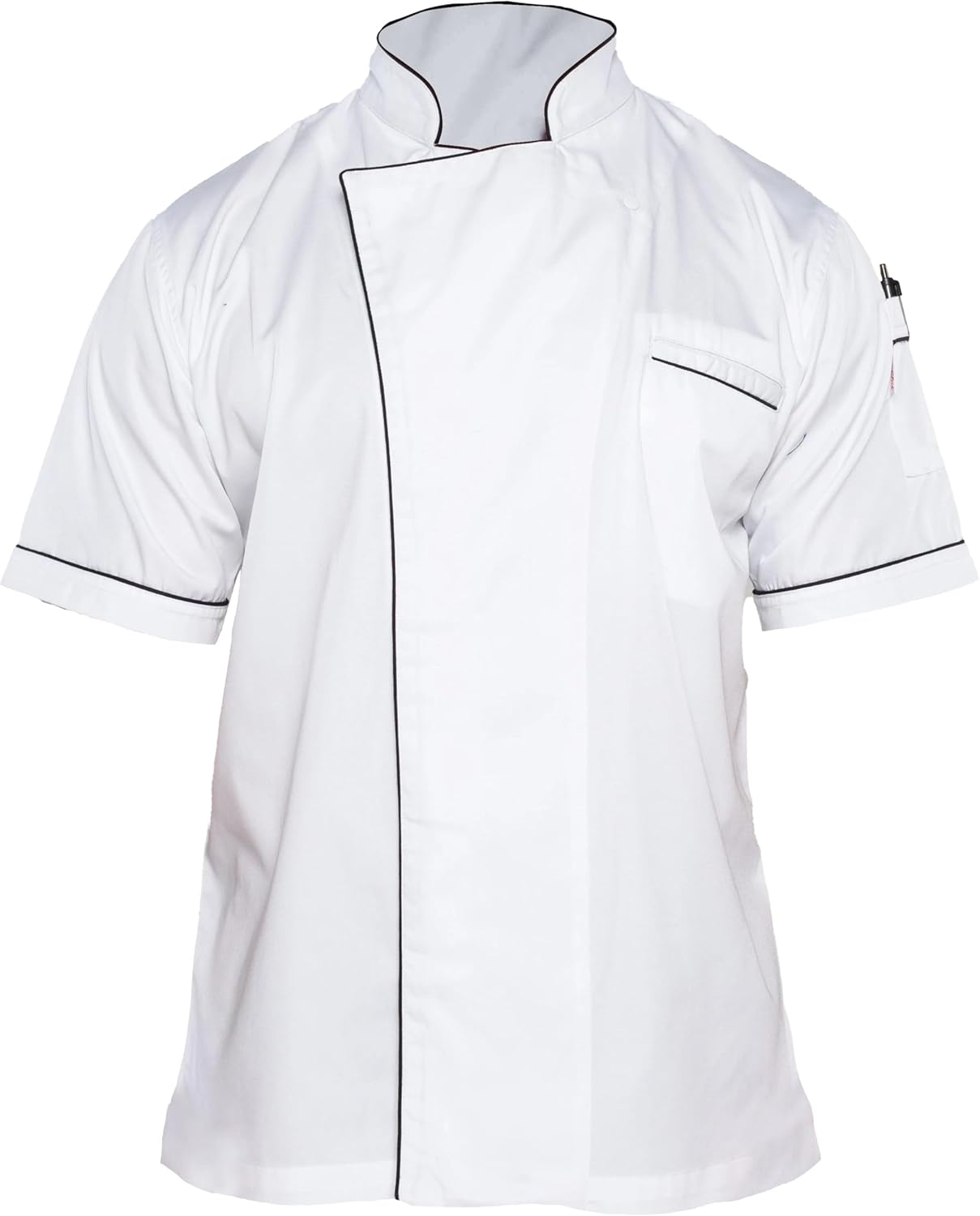 Ace Chef Apparels Stylish Gazi Chef Jacket with Coolvent, White with Black Trim, Xx-Small image number 1
