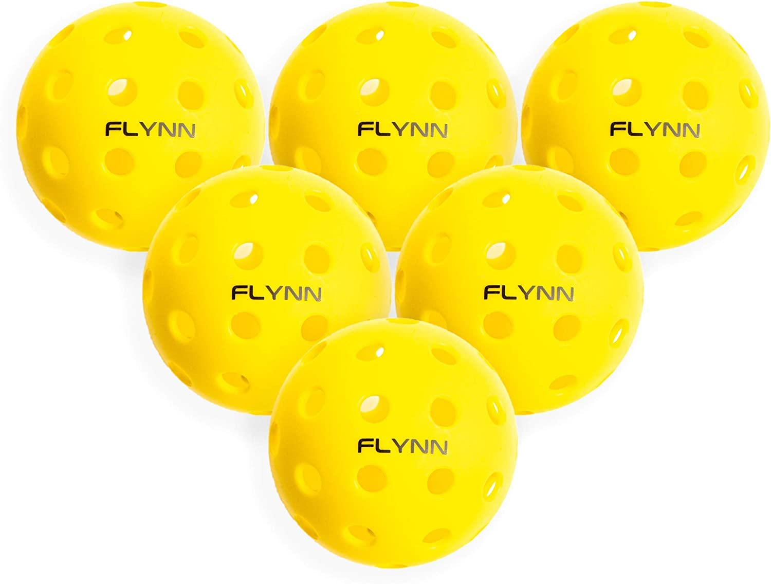 Flynn Outdoor Pickleball Balls - 6 Pickleballs per Pack. Bright Yellow, 40 Holes for True Flight, Consistent Bounce, Suitable for Outdoor Pickleball Practice and Match Play. image number 2