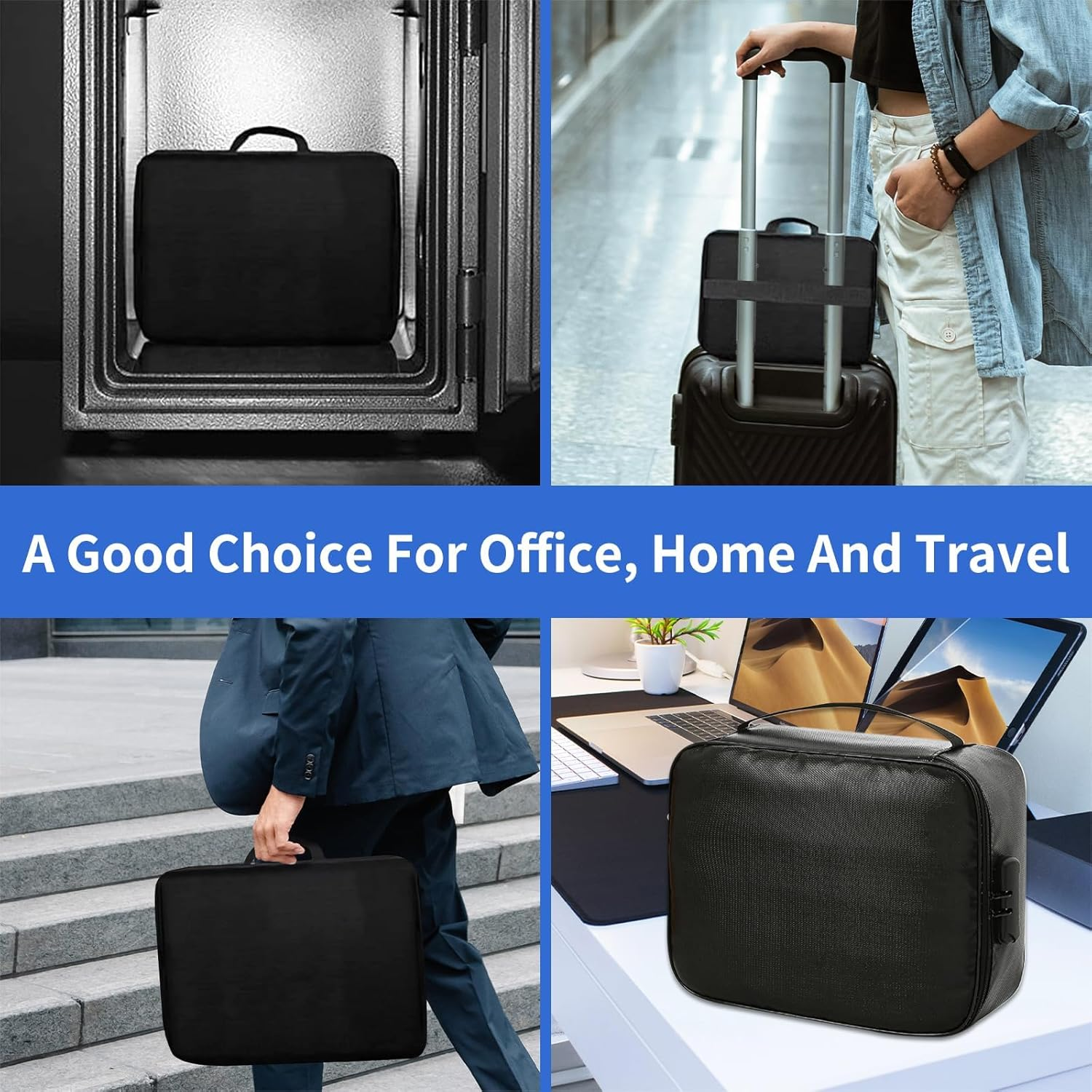 Fireproof Document Bag with Lock - Safe Box Fireproof Waterproof,Fireproof Safe Document Organizer for Travel, Fireproof File Storage Bag with Lock 28 * 37 * 10Cm image number 4