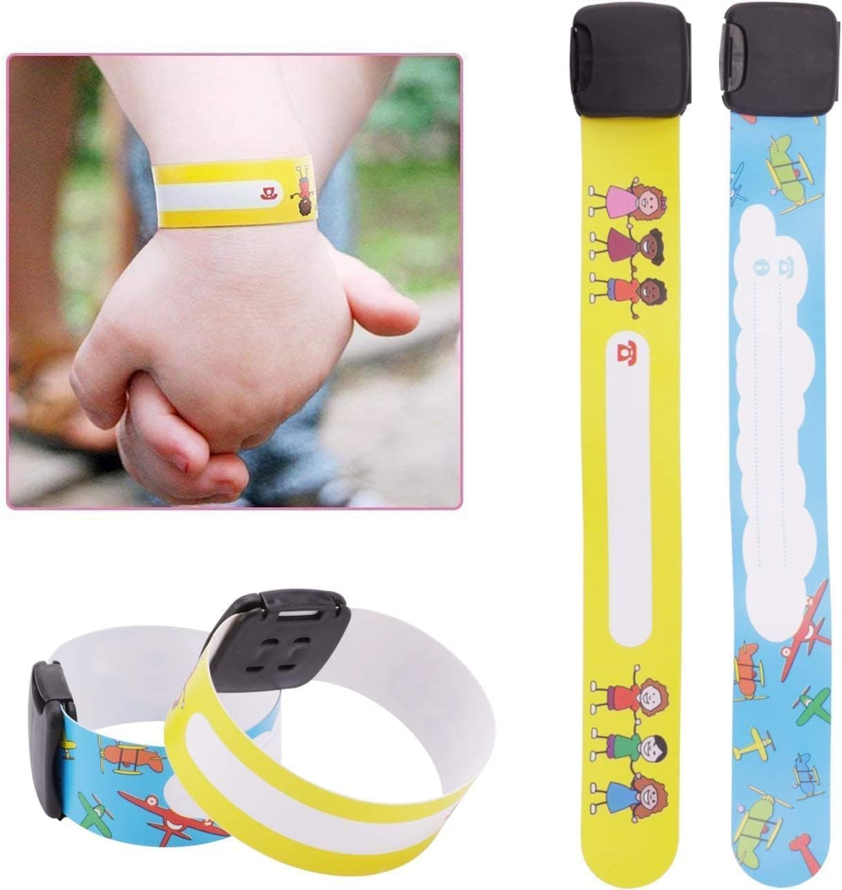 Children Safety ID Wristband Reusable Identification Waterproof ID Band Safety Wristband,Id Safety Wristbands Infobands Bracelets,Suitable for Boys and Girls(Set of 12) image number 4
