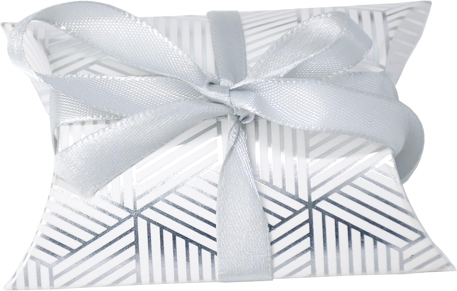 Aokbean 100 Pack Mini Pillow Candy Box Small Gift Boxes with 50 Yards Ribbon for Christmas Wedding Party Favor Gift, Jewelry or Soap Packaging (Gold)