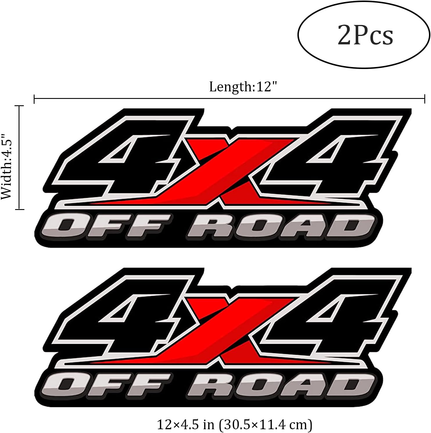 4X4 Offroad Decal Stickers 2Pcs, Auto Decoration Accessories Emblem Replacements Compatible with Ford F-150 F-250 F-350 Tacoma Tundra Ram Silverado Truck Pickup, with Squeegee 1Pcs, Black-And-Red image number 2