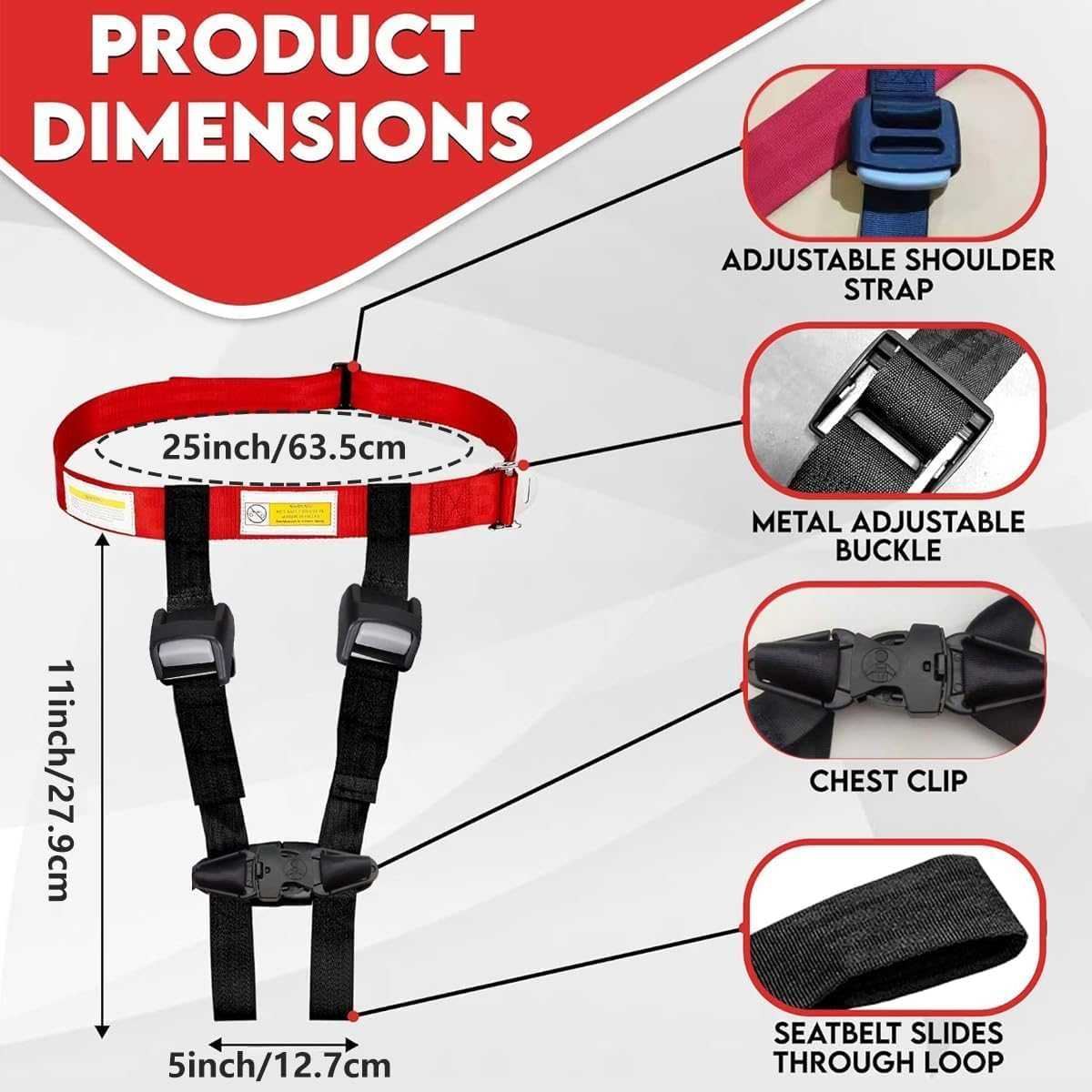 Child'S Airplane Safety Harness - Adjustable Travel Strap with Secure Chest Clip for Safe Air Travel, Fits 22-44 Lbs Children