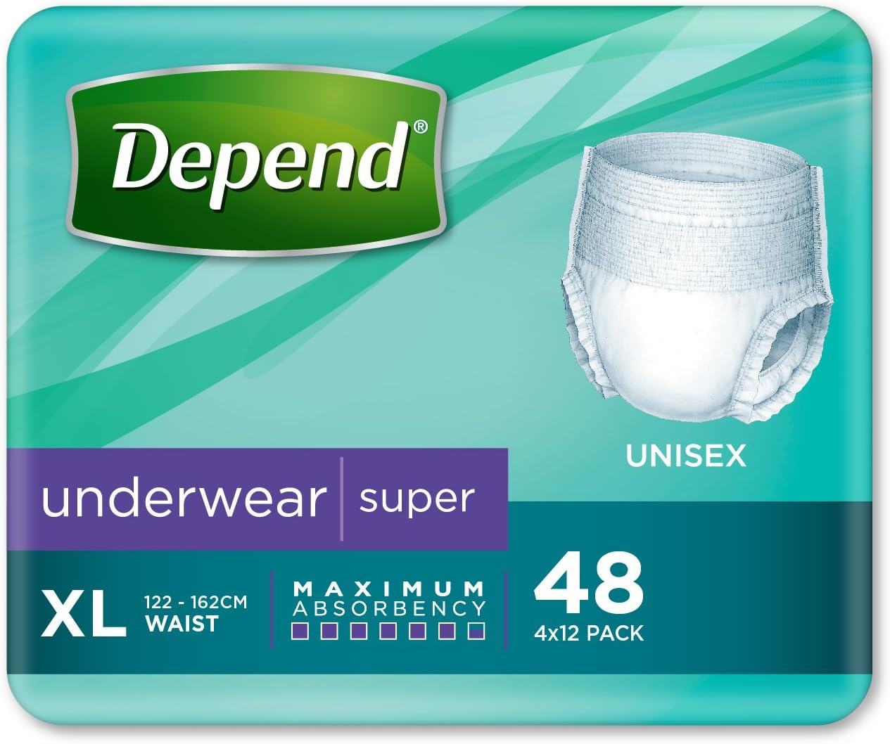Depend Incontinence Underwear Unisex Super Large 36 Count (4 X 9 Pack) - Packaging May Vary image number 2