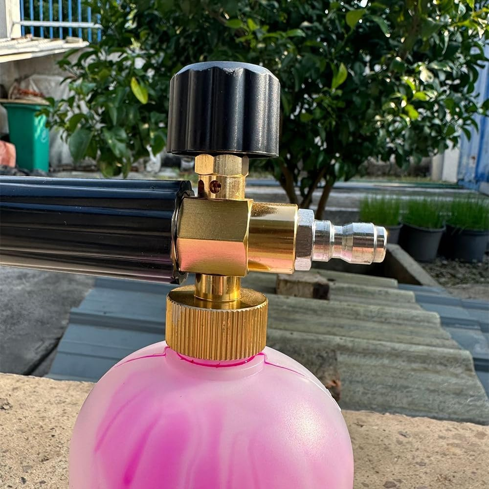 High Pressure Washer Gun and Foam Spray Gun Kit with 1/4&rdquo; Standard Quick Connector, M22 14 Mm Fitting Hose Connector with 5 Nozzle Heads at Different Angles for Car Floor Deck Windows Cleaning image number 1