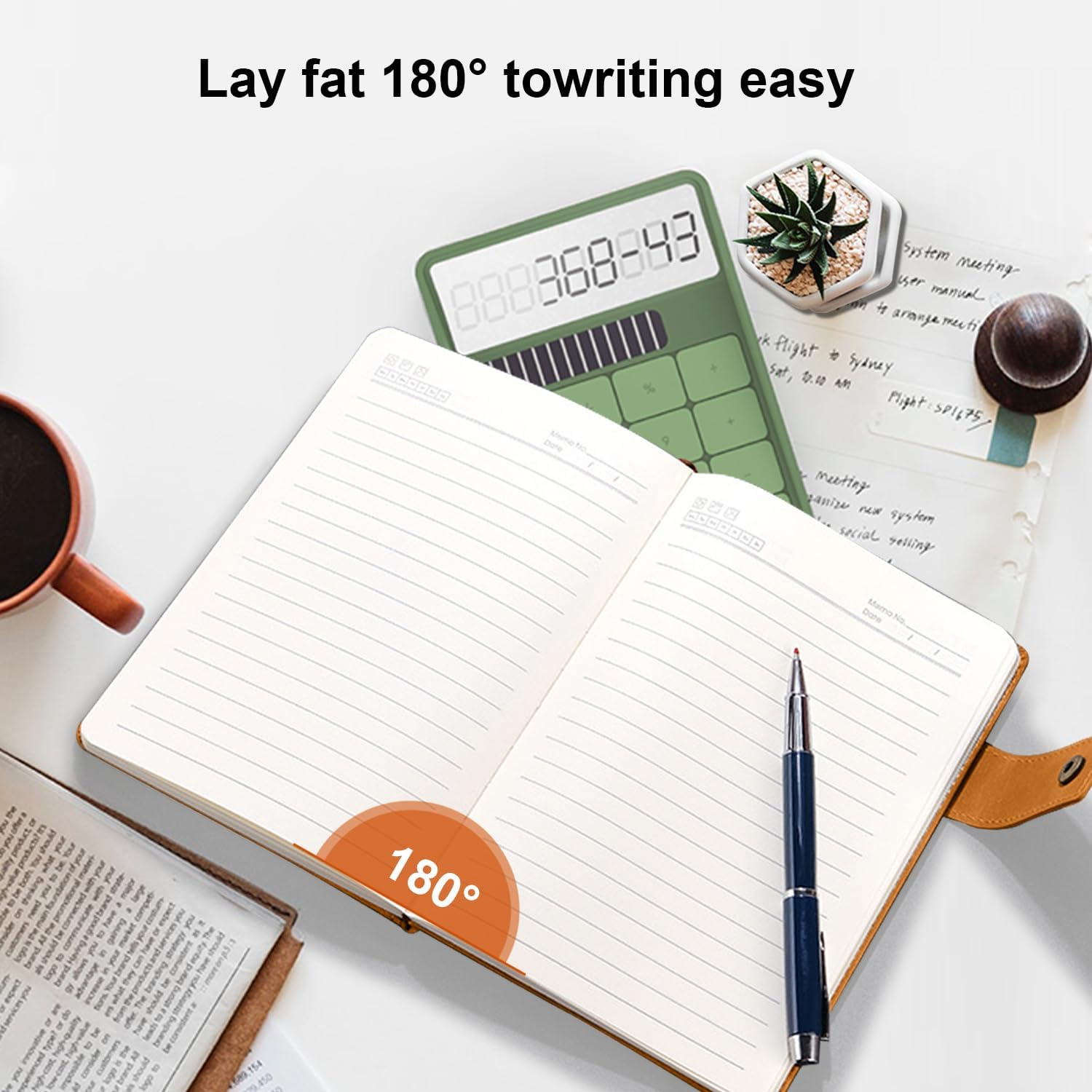 Blue A5 Lined Leather Journal Notebook, 5.9 X 8.4" Personalized Hardcover Journal, 200 Pages of 100 GSM Thick Ruled Paper, Daily Diary for Men and Women, Perfect for School, Travel, Business, Work, and Home Writing Blacka (Black) image number 5