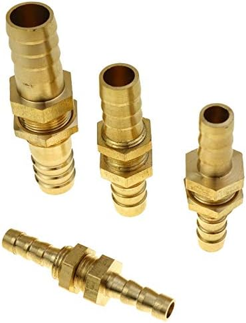 2Pcs Brass Bulkhead Fitting, Pipe Fitting Hose Barb Bulkhead Brass Barbed Tube Pipe Fitting Coupler Connector Adapter for Fuel Gas Water Copper, 6Mm (1/4") image number 4