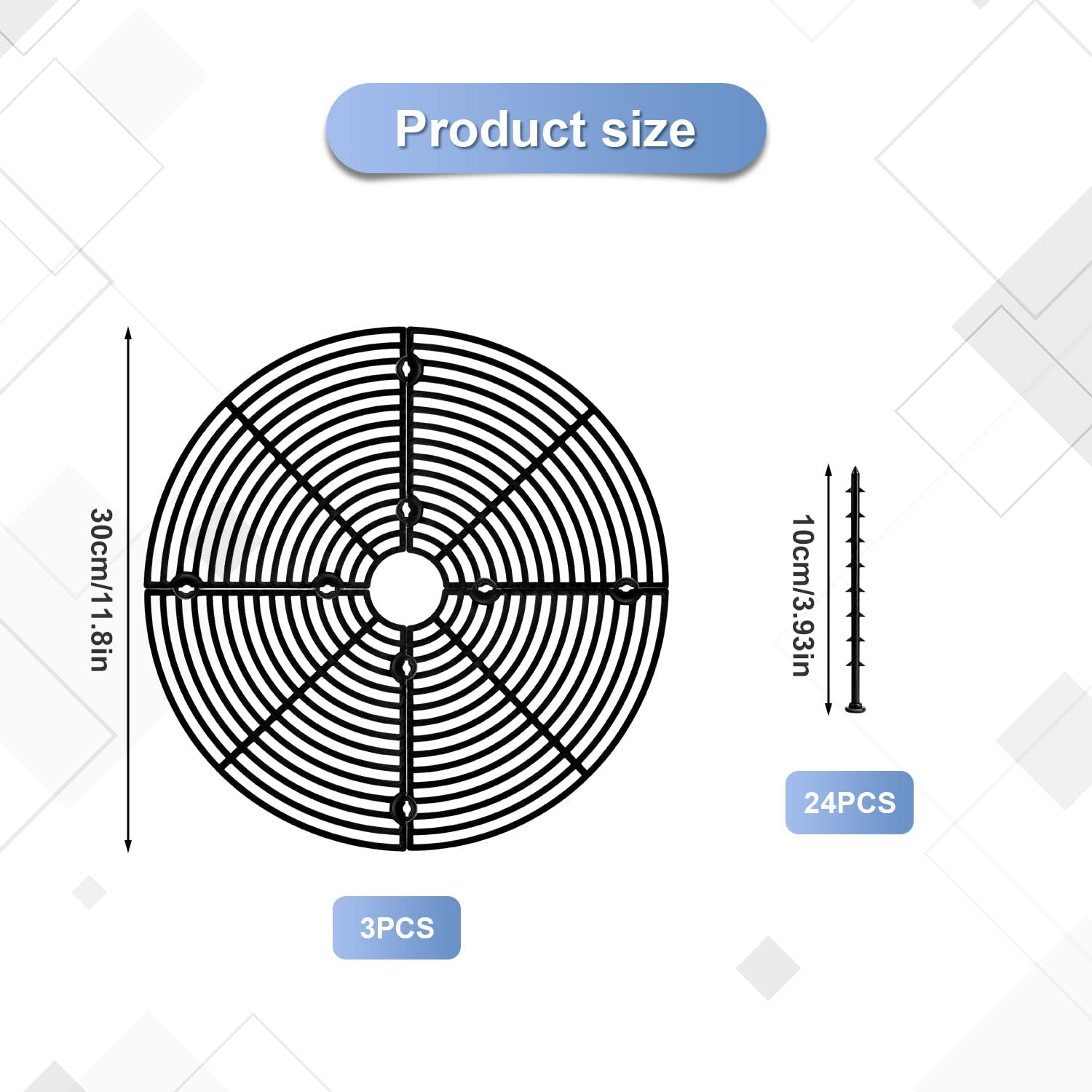 Luter Planter, 3 Pack 11.8'' Plastic Indoor Plant Pot Protector, Cuttable, Flower Pot Soil Cover, Cat Digging Stopper (Black) image number 1