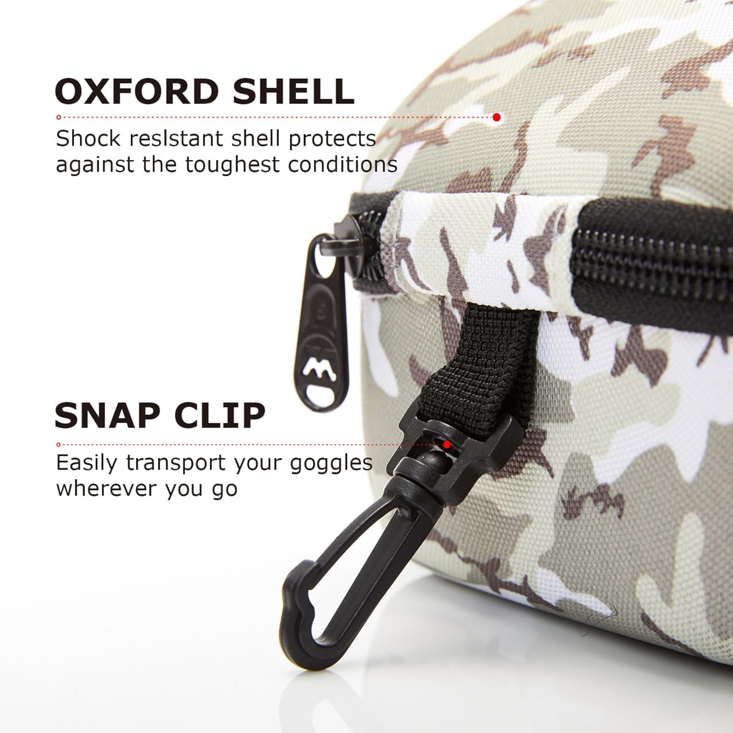 XCMAN Rigid EVA Ski Goggle Case Fit All Shapes and Size Ski Goggles - Navy Camo image number 6