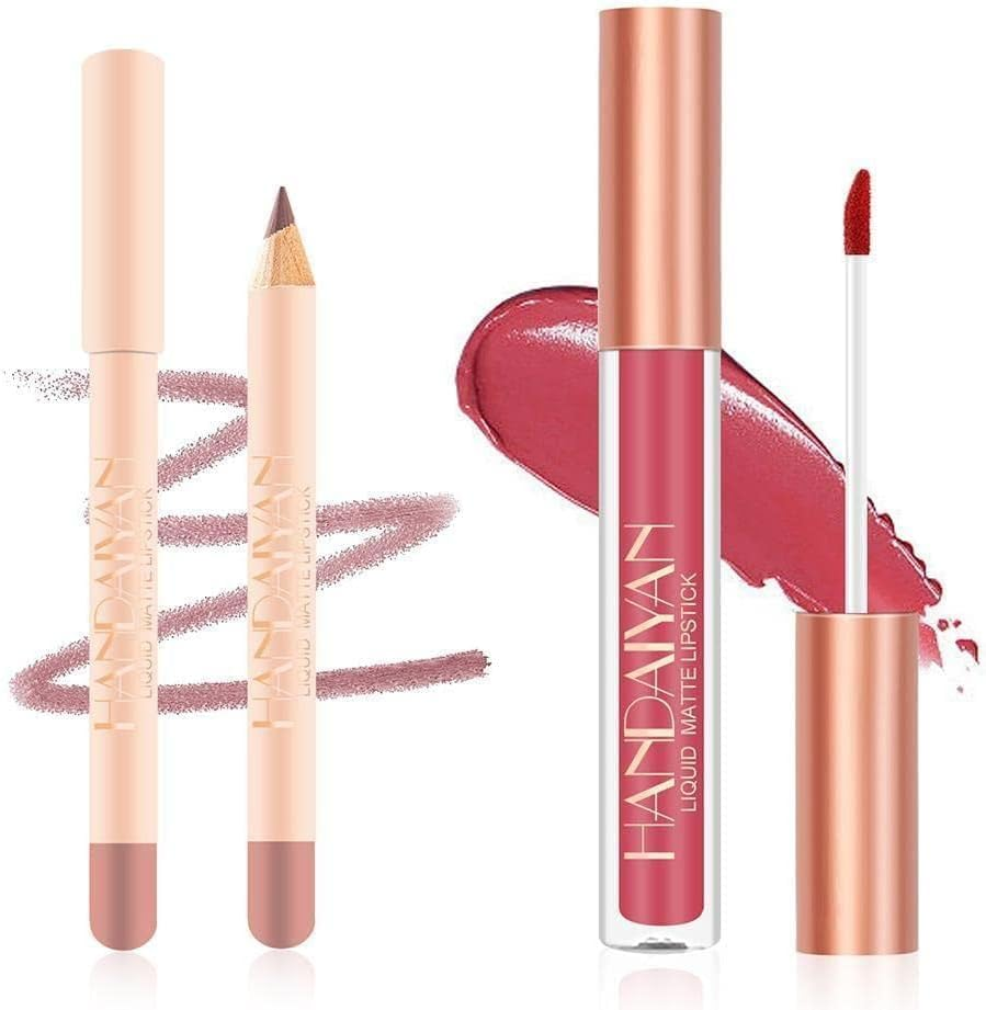 Matte Nude Brown Lipliner Pencil Lipsticks 12 Colors Tool Kit Lip Red Makeup F0J1 Lipgloss Non-Sticky Velvet Sexy Waterp image number 5