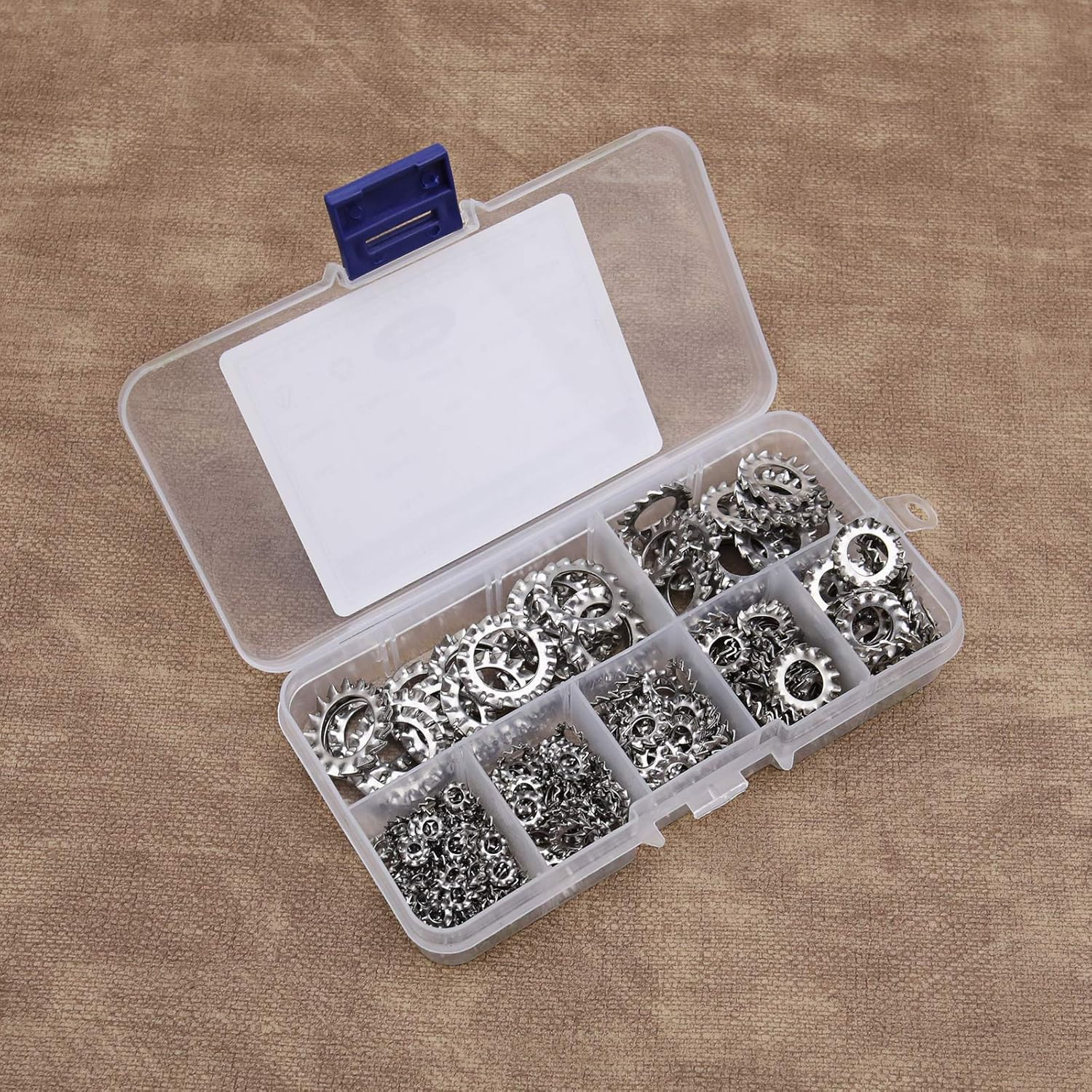 Emsea 300Pcs M3-M12 External Serrated Lock Washers Assortment Set with Storage Box M3 M4 M5 M6 M8 M10 M12 304 Stainless Steel image number 4