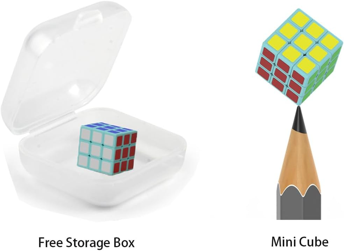 Mini Cube 3X3 - Cube Lab 1X1X1Cm Smallest Cube, Smooth Magic Cube Puzzle for Kids and Adult (Blue)