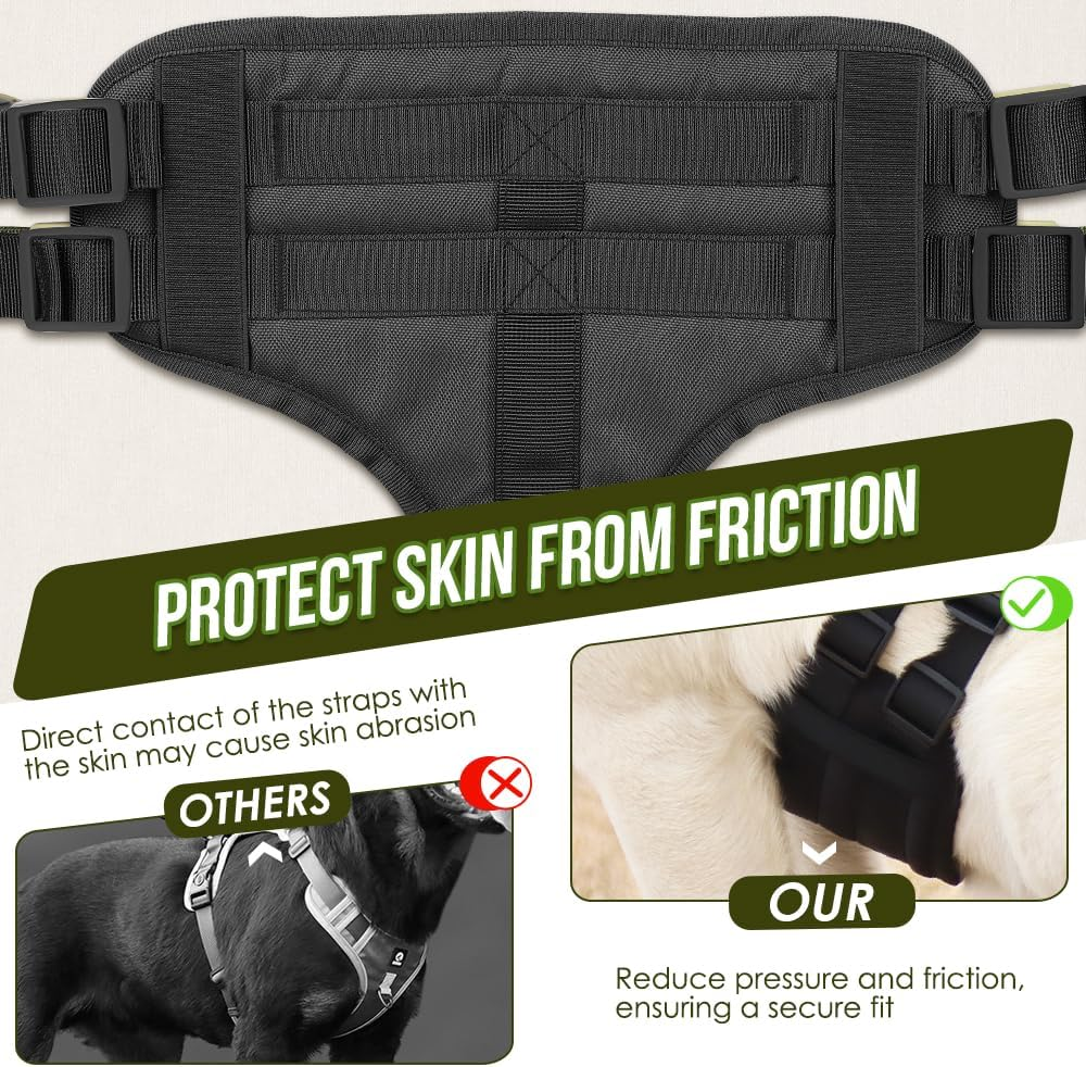 AUTOWT Tactical Dog Harness with Leash and Patches - Service Dog Vest with Rubber Handle and Dual Buckle for Running Training Walking - No Pull Dog Harnesses for Small Medium Large Dogs (Black, M)