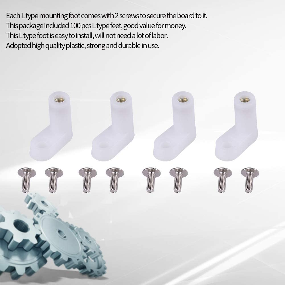 100Pcs L Type PCB Mounting Feet Acrylic Motherboard Risers Mount Plastic Standoffs with Screw Fit for Arcade Gaming Board Replacement Parts 2Cm image number 1