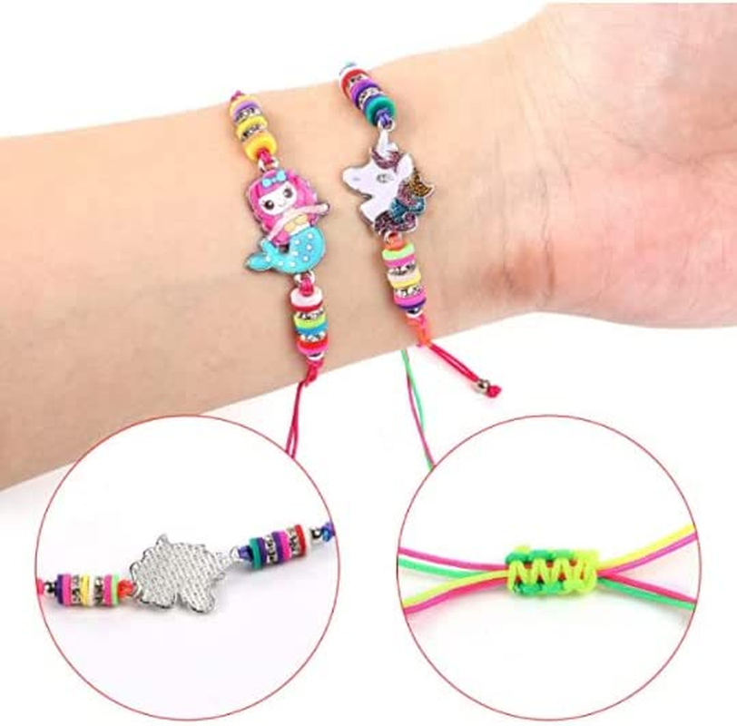 24 Pcs Kids Jewelry for Girls Woven Friendship Bracelets and Necklaces Set with Animal Unicorn Mermaid Butterfly Flower Pendants Little Girls image number 4