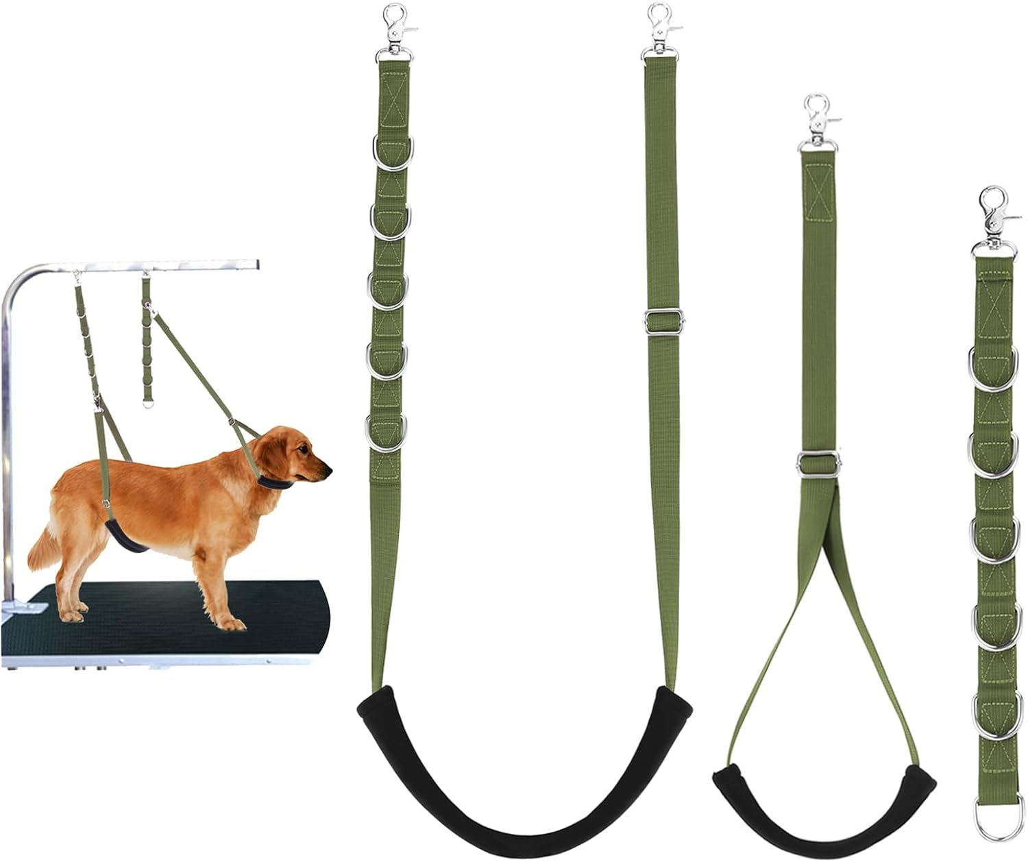 Dog Grooming Belly Straps Belly Band & Loop Extension Set - Adjustable & Comfortable Grooming Tools for Pet Grooming Tables Arms and All Dog Breeds (Gray)