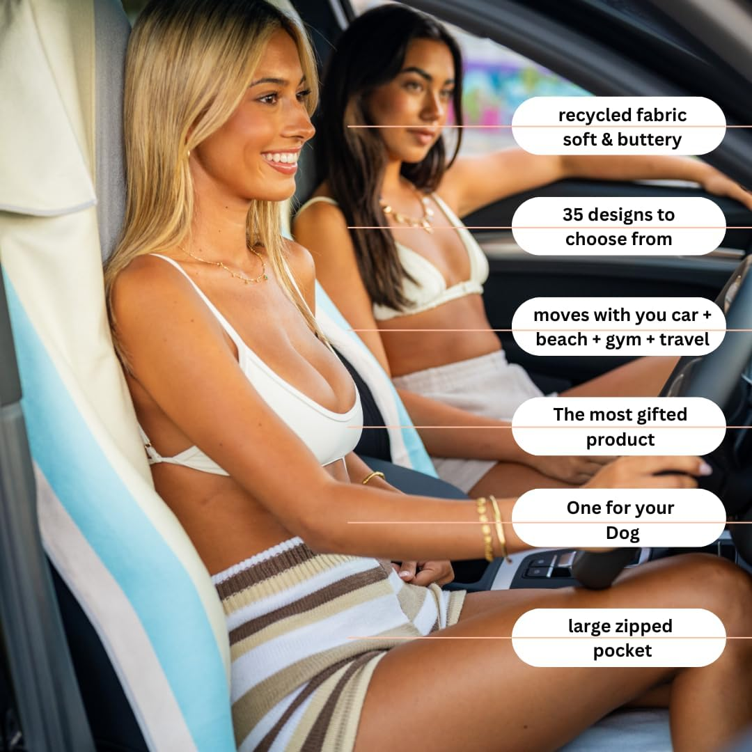 Car Seat Towel &ndash; Premium Sweat-Absorbing Car Seat Cover. USE for Gym Towel, Travel & Beach | Quick-Dry Towel with Zipped Pocket &ndash; No Gaping Hood (The Alloy CAR SEAT Towel)