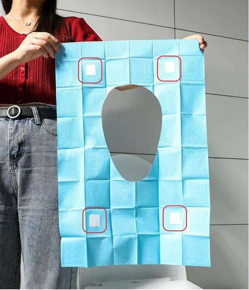 Toilet Seat Covers Portable Non-Woven Toilet Seat Pads, 50 Pcs, Individual Package, Travel Friendly (50, BL)