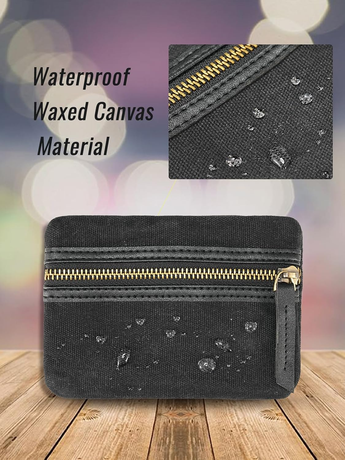 SP4 EDC Pouch, Waxed Canvas Compact EDC Pocket Organizer, Zippered Pocket Pouch for Men, Mini EDC Organizer for Change, Notebook, Tactical Pen, Flashlight image number 5