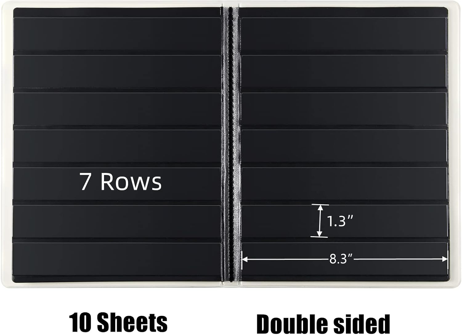 MUDOR Stamp Collecting Album, 7 Rows Pockets Stamp Book for Collectors, 10 Sheets Stamp Stockbook, Black (Black-7 Row) image number 4