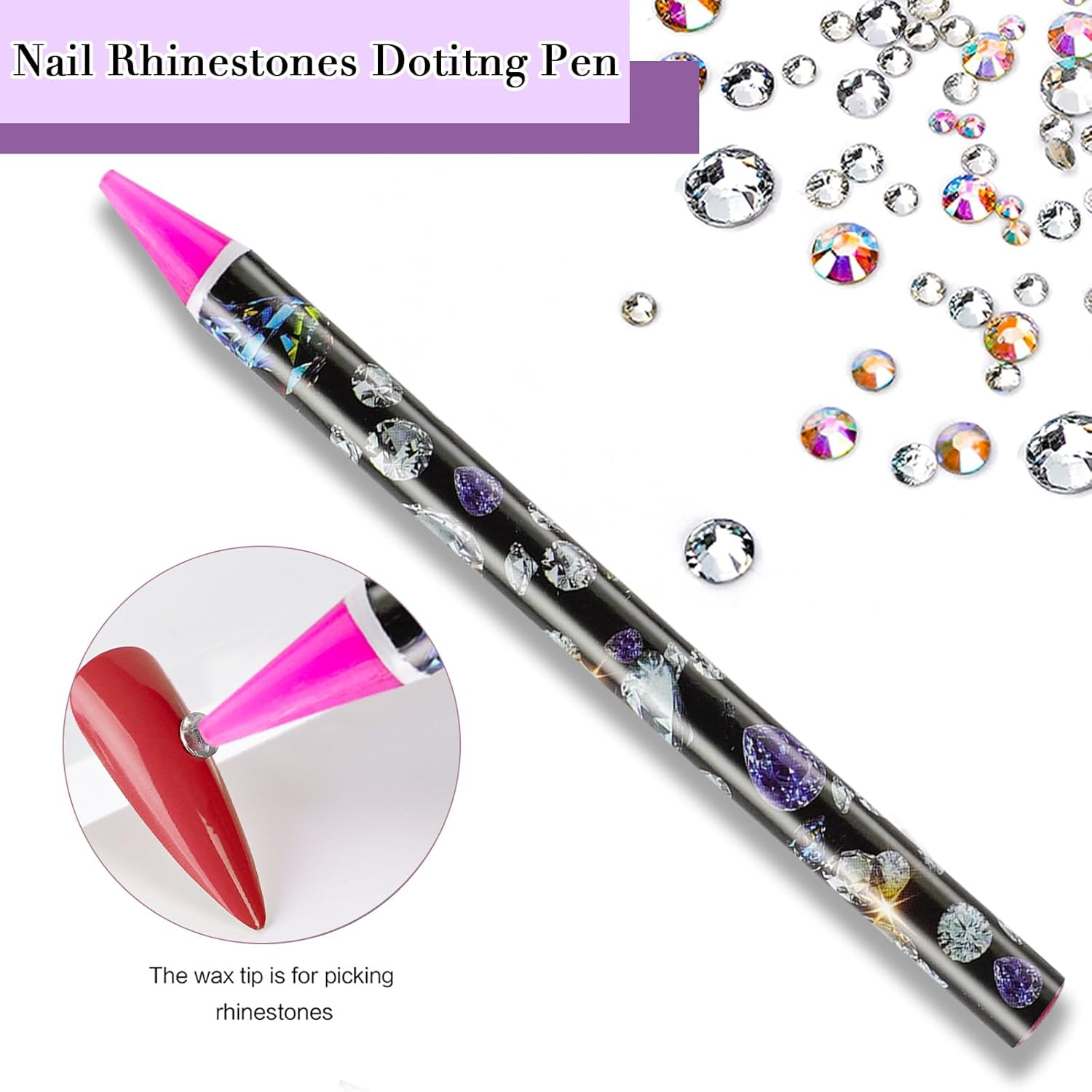 Canvalite Rhinestones 1500PCS in 6 Sizes Flat Back Nail Gems, Crystal AB Rhinestones Nail Art Gems with Pick up Tweezers and Rhinestone Picker Dotting Pen, Nail Rhinestones for Nails, Makeup, Clothes, Face, Craft By