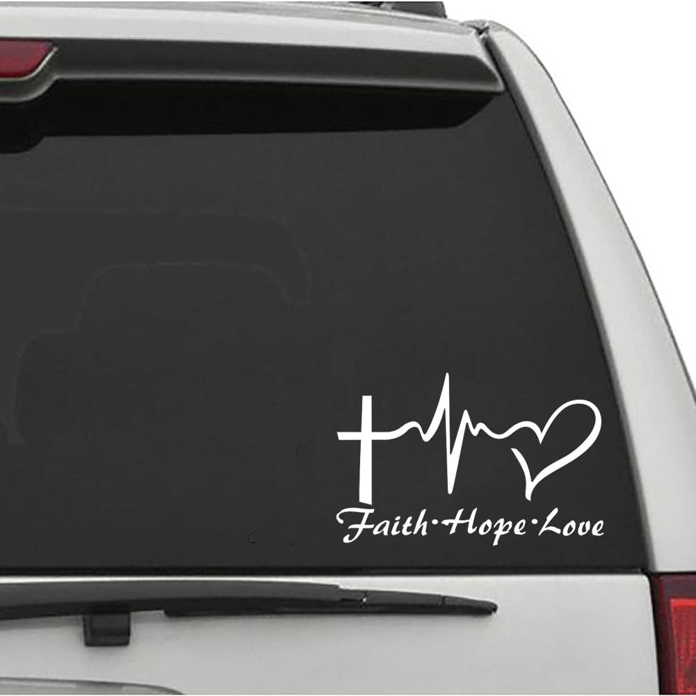 Faith Hope Love Sticker Cross Heatbeat Car Decal Religious Christian Jesus God Window Bumper Decal Sticker Suitable for Cars, Trucks image number 3
