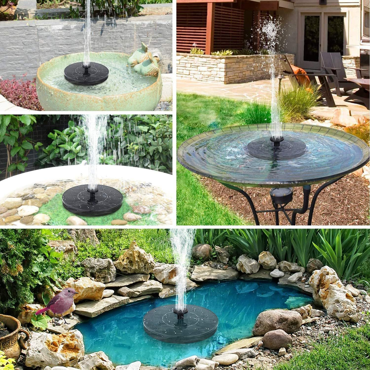 Solar Powered Fountain Pump, 2.5W Floating Bird Bath Fountain for Garden, Pool, Pond, Patio with 6 Nozzles, Eco-Friendly Bath Fountain Pump for Outdoor Decor without Light