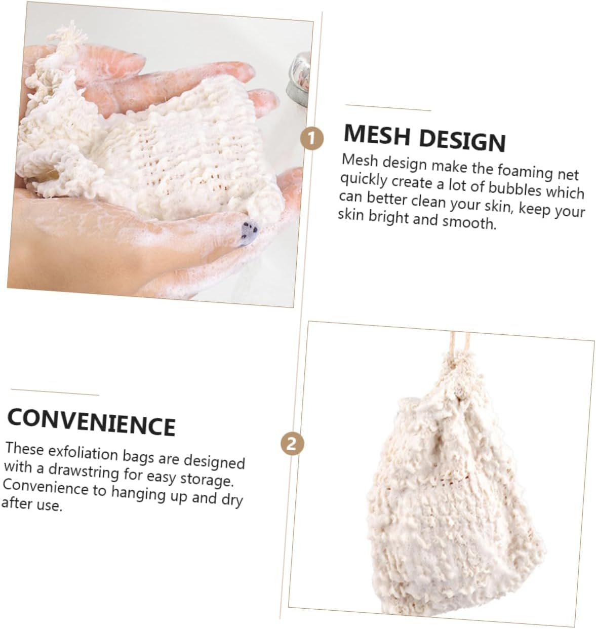 3Pcs Soap Storage Bag Bathroom Soap Pouch Mesh Bag for Shower Accessories Light image number 1