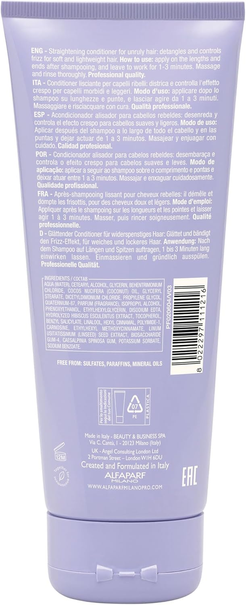 Alfaparf Milano Semi Di Lino Smooth Conditioner for Frizzy and Rebel Hair - All Soft Detangling Conditioner with Flax Seed for Humidity Control - anti Frizz & Hair Straightening Treatment image number 5
