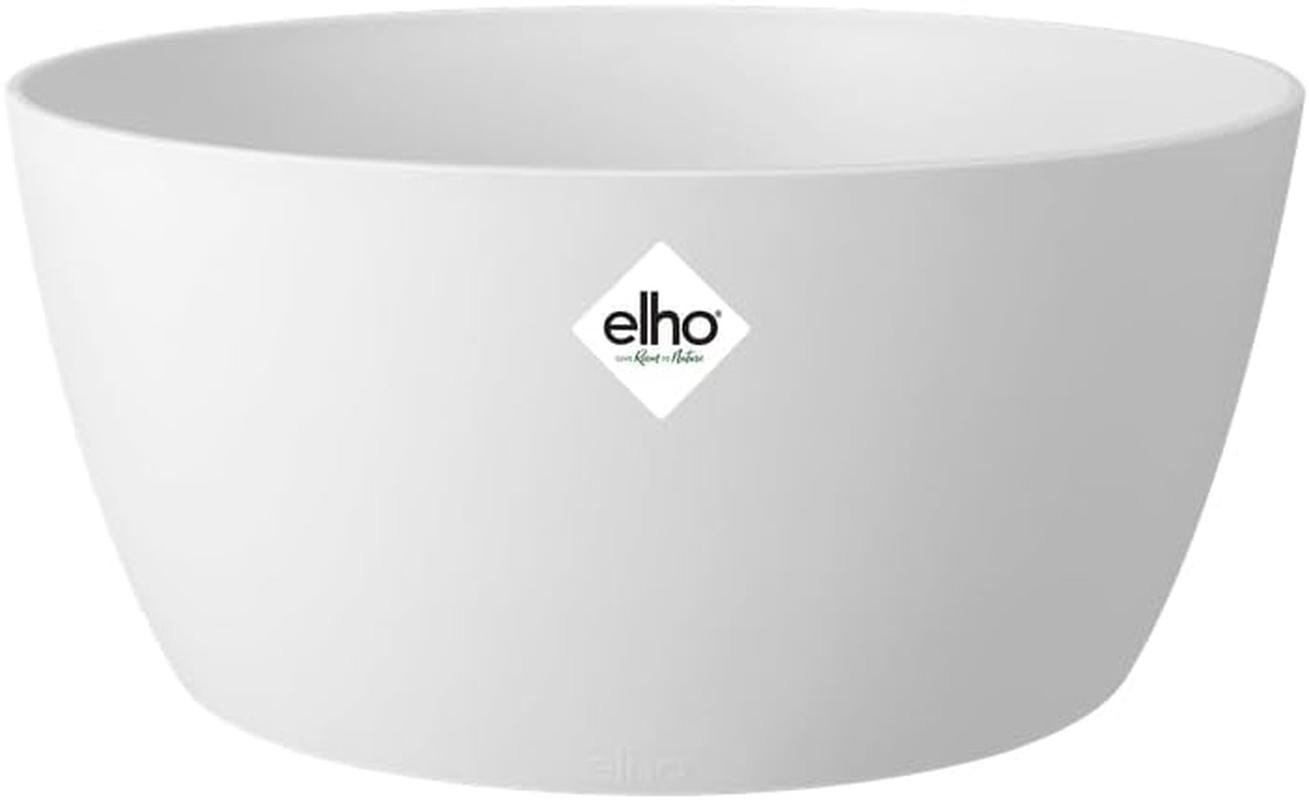 Elho Brussels Bowl - 23Cm Recycled Plastic Bowl-Shaped Large Plant Pot - Lightweight Planter Pot - Ideal for Indoor & Outdoor Planting - Flower Pot for Garden & Patio - Light Gray