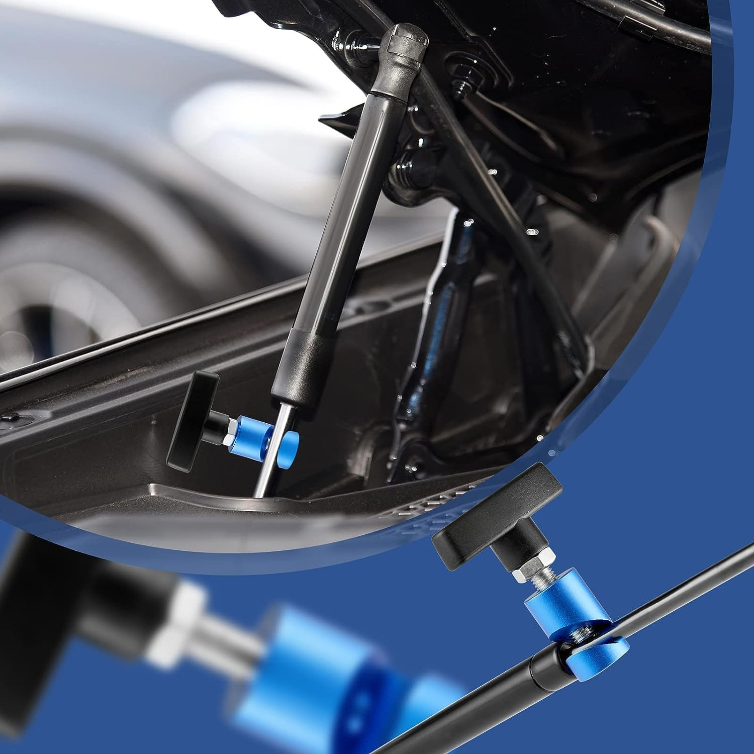 2 Pcs Car Hood Strut Clamp, High-Quality Aluminum Alloy Hood Lift Support Clamps with Brass Core Protection, Hood Stay Holder Hood Prop Lift Rod Piston Stop Tool, Gas Struts Tool image number 5