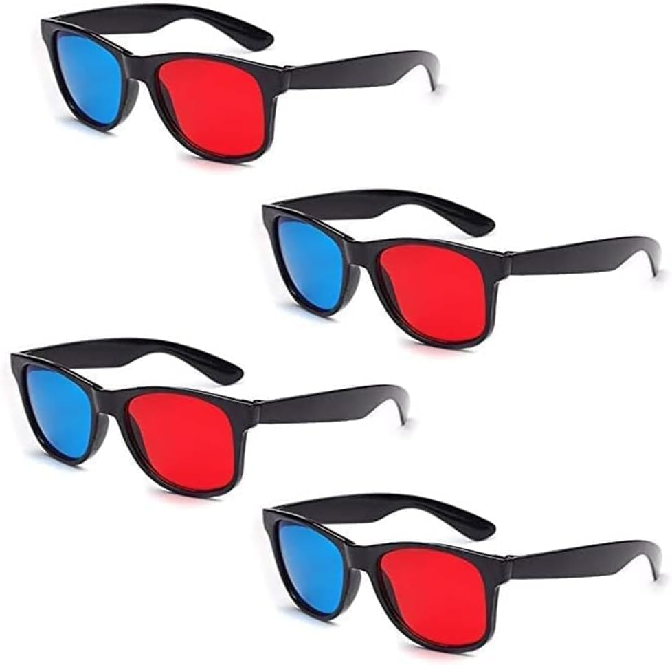4Pcs Red and Blue 3D Glasses Universal TV Movie Dimensional Video Frame 3D Glasses DVD Game Glass 3D Style Glasses for 3D Movies Games,3D Viewing Glasses,Light Simple Design,Accessories