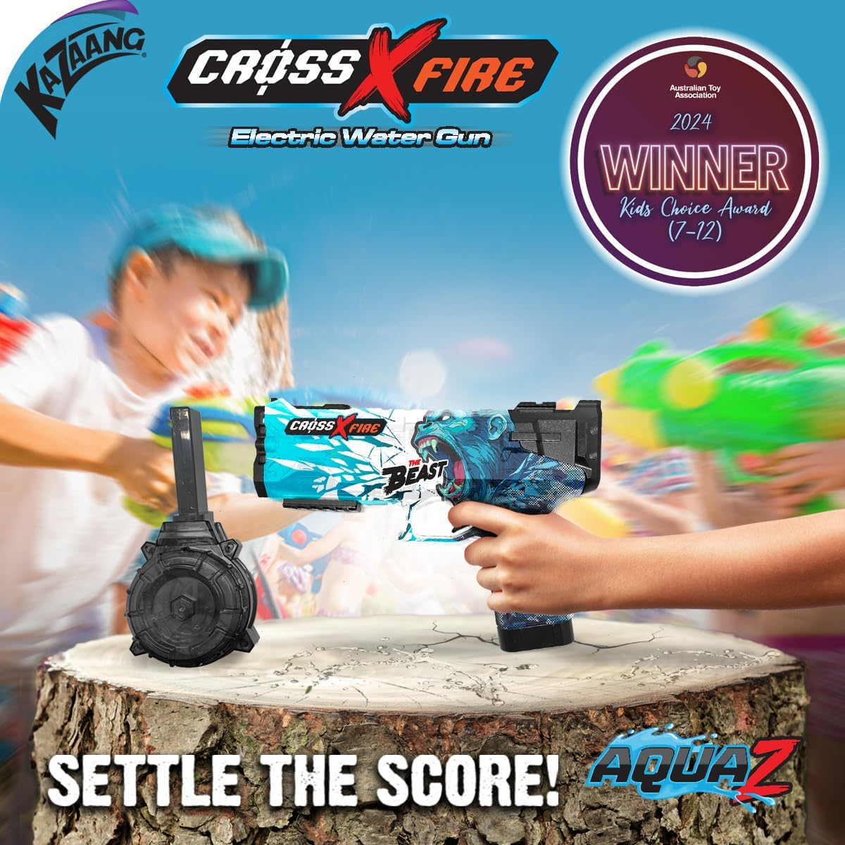 Kazaang Cross Fire Aquaz Watergun - the Beast - Powerful Electric Water Gun Pistol with Built-In Motor and 10M Range - Battery Operated Water Gun Toy with 1200Mah Capacity Battery - Age 8+ image number 1