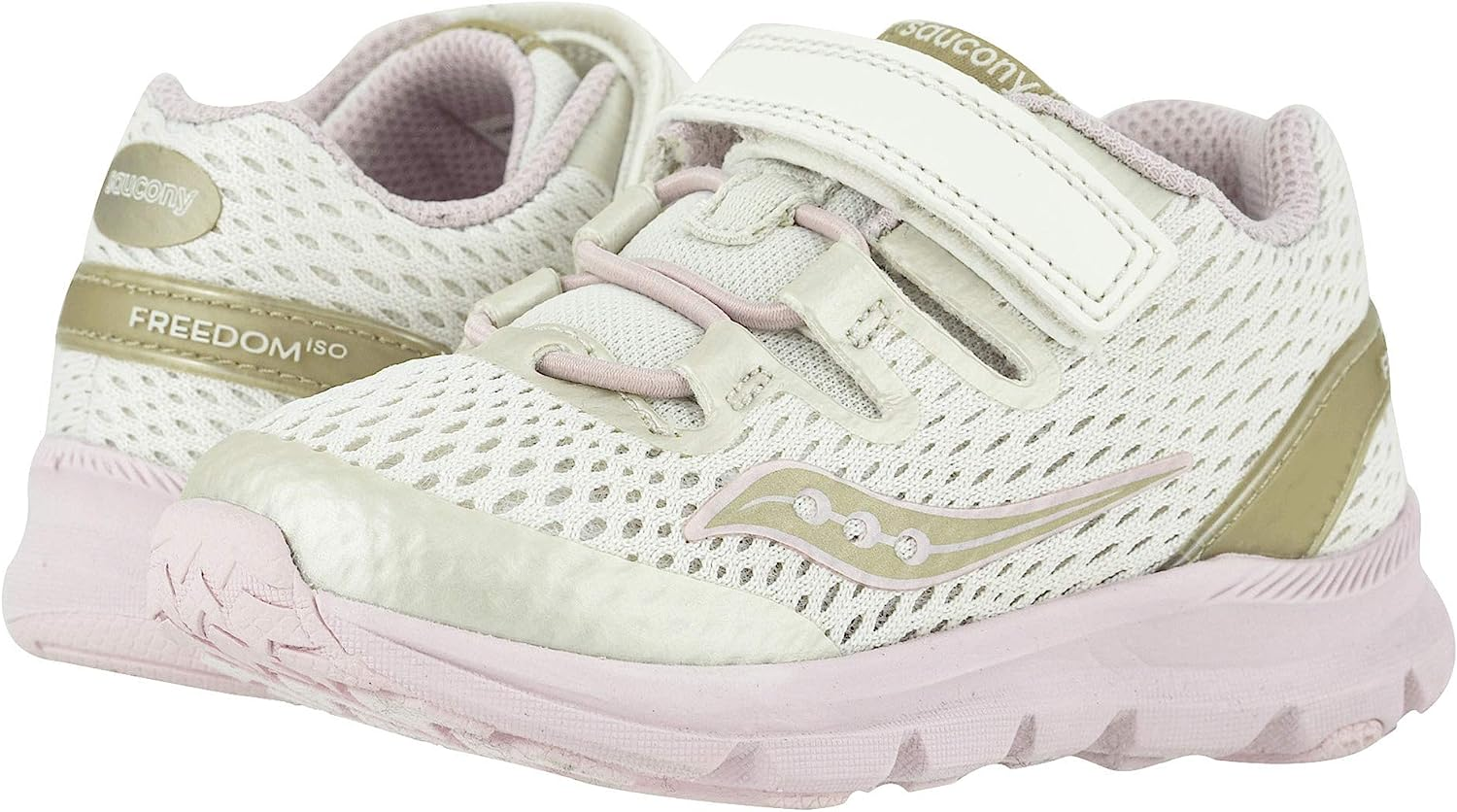 Saucony Girls' Baby Freedom ISO Sneaker, White/Pink/Gold image number 5
