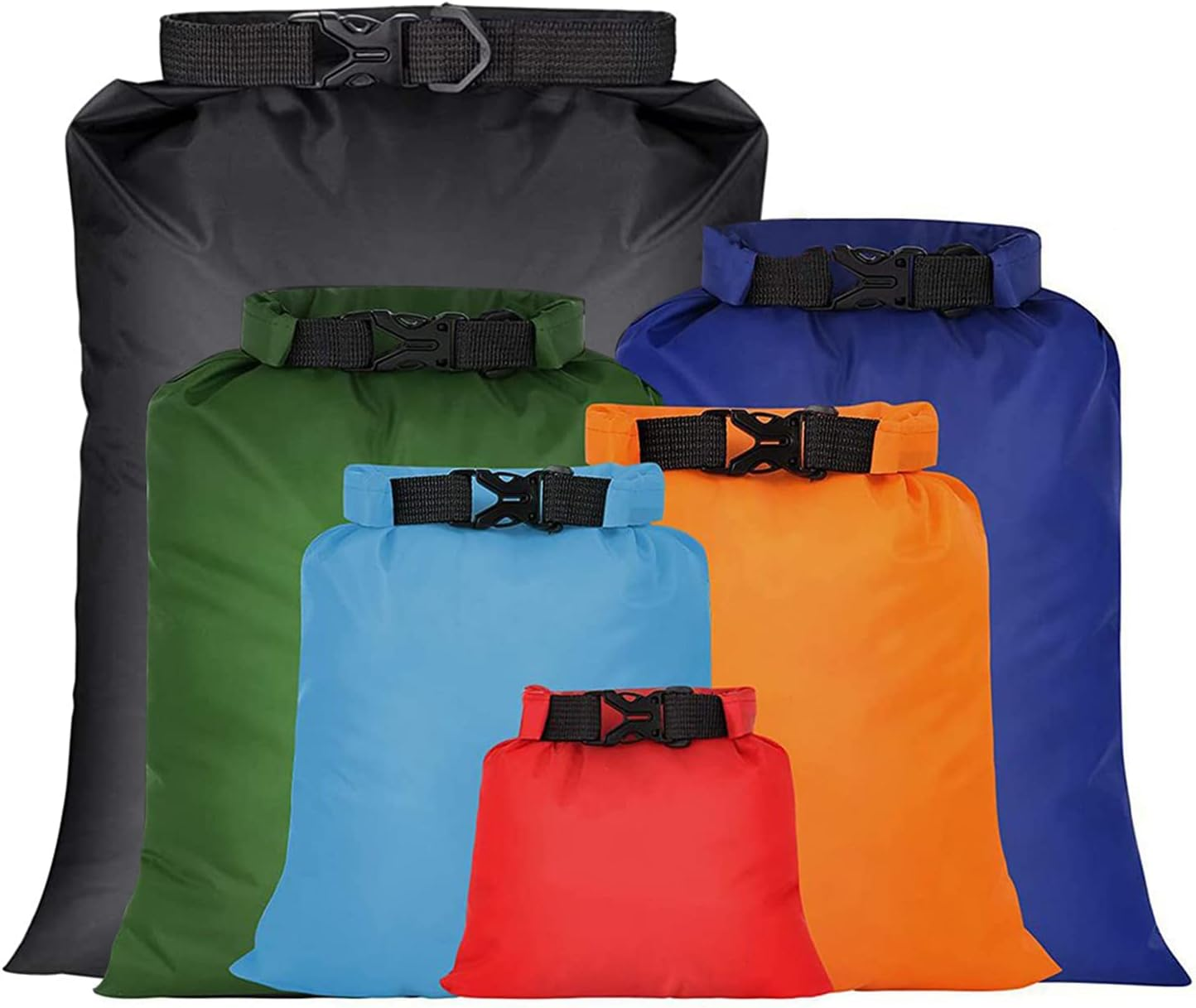 6 PCS Dry Bags Waterproof Dry Bag Set Dry Sack Small Dry Bags Rucksack Liner Black and Multi-Color Canoe Bags Water Resistance for Camping Hiking Backpacking Kayaking Home Storage, Multi-Color,