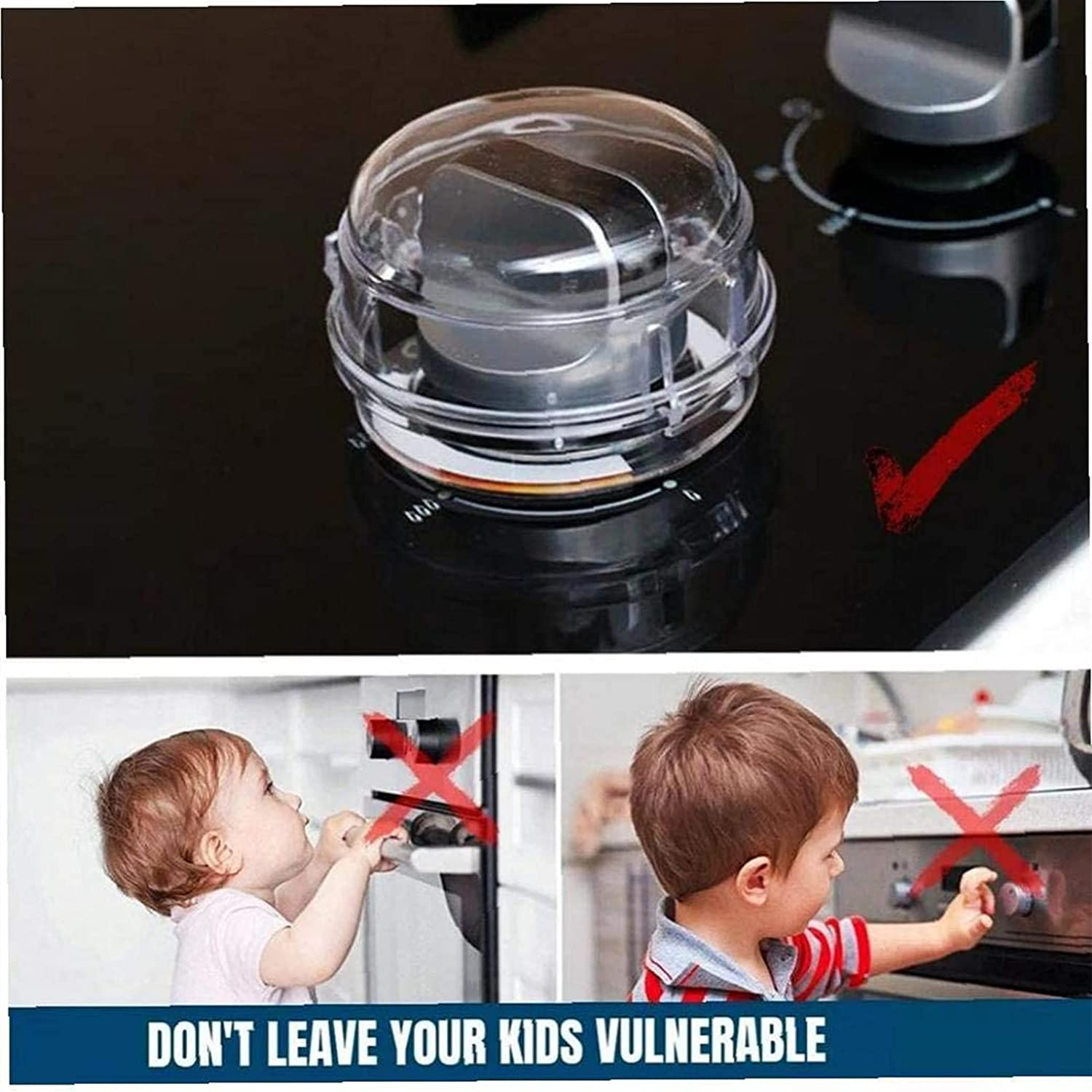 6 PCS Stove Knob Covers, Oven Knob Lock Security Knob Cover Guards Cooker Switch Protective Cover for Baby Toddler Child Kitchen Safety image number 2