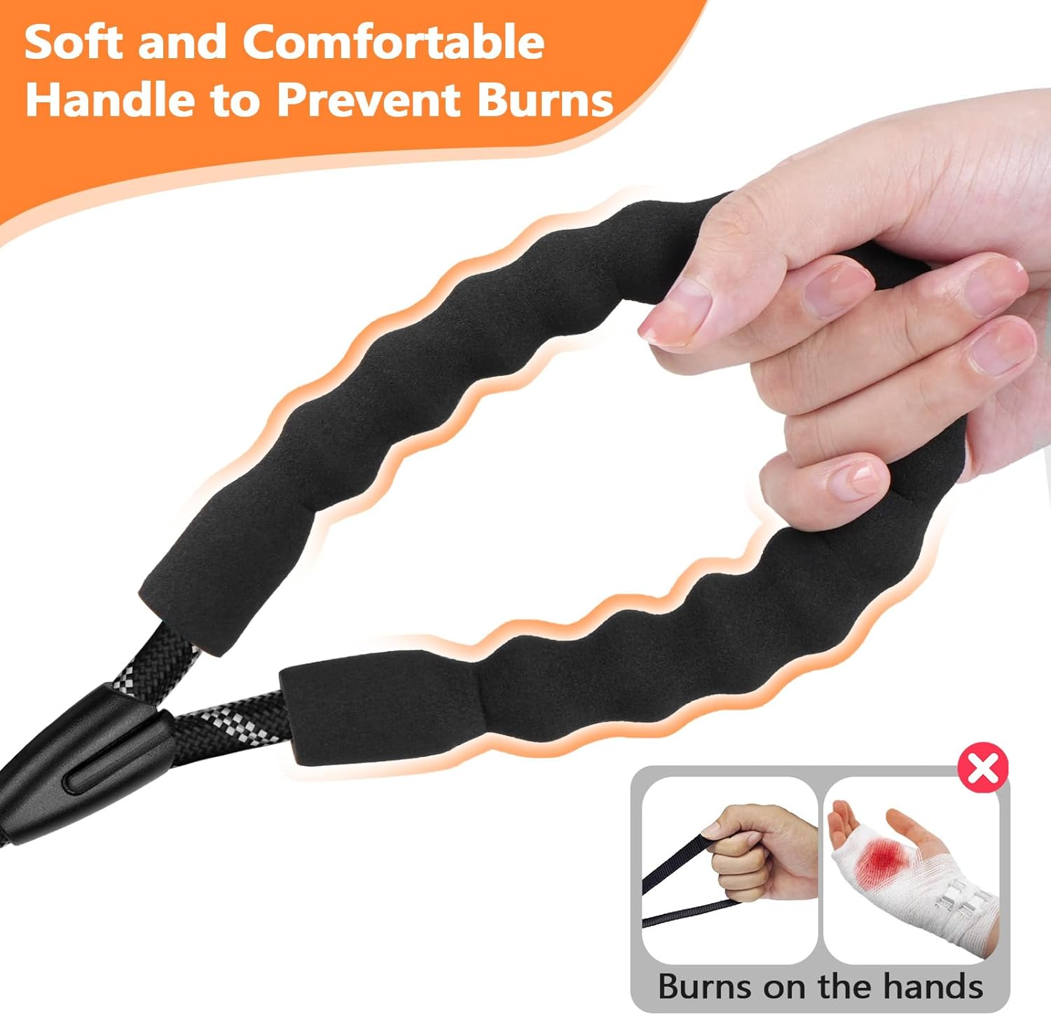 Training Leash for Dogs, 5M(15Ft) Strong Rope Long Line Dog Lead Leash with Soft Padded Handle and Heavy Duty Hook, Reflective Recall Training Leads for Large Medium Small Dog, Black image number 3