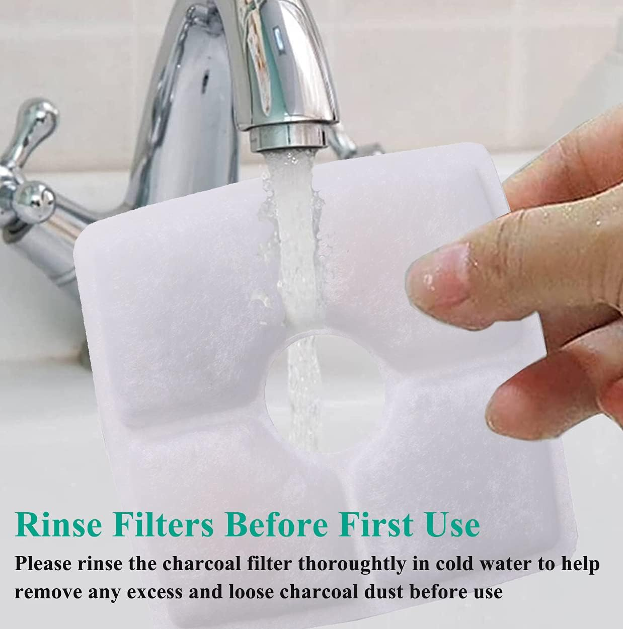 12 Packs Cat Water Fountain Filters, Hantoc Replacement Pet Water Fountain Filters 2.4L for Flower Fountains Replacement Filters with Resin and Active Carbon for Drinking Fountains for Cats and Dogs