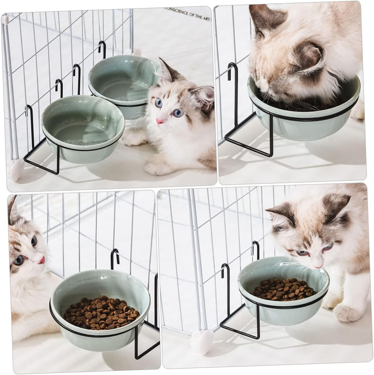1Set Hanging Pet Bowl Cat Bowl with Rack Dog Water Dish for Cage Multi-Functional Food Container for Kittens and Puppies Easy Clean Design image number 4