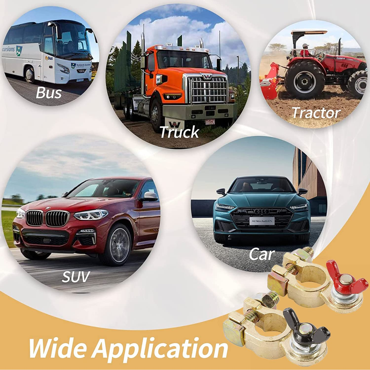 1 Pairs Car Battery Terminals Connectors, Battery Master Switch Battery with Red and Black Coated Wing Nuts Terminal Link Switch for Motorcycle Boat Truck Car Van image number 6