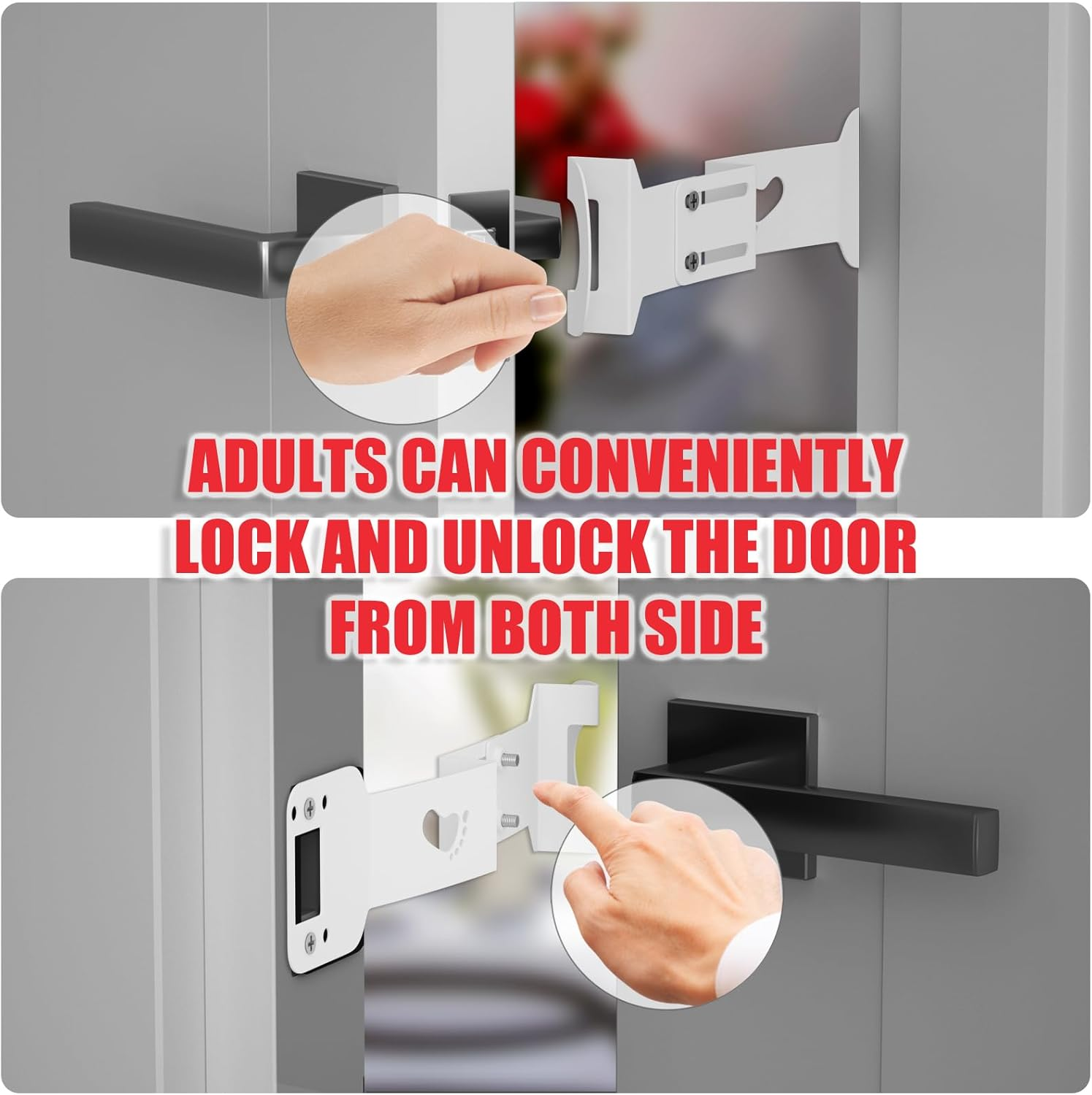 Cat Door Latch and Holder - Metal Adjustable Cat Door Stopper - Strong and Portable Door Prop - Keep Dog Out of Litter Box & Cat Feeder - No Measuring, Easy to Install (White, 1) image number 5