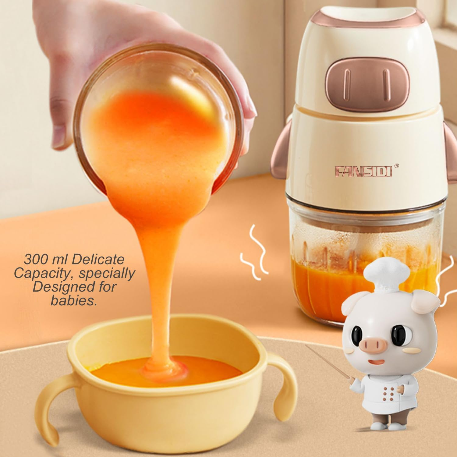 FANSIDI 2024 Baby Food Processor | Baby Food Maker - Multi-Function Food Blender for All Stages of Baby'S Growth, Puree, Fruit,Vegetable, Meat, Compact Baby Food Grinder with 1 Durable Glass Container image number 1