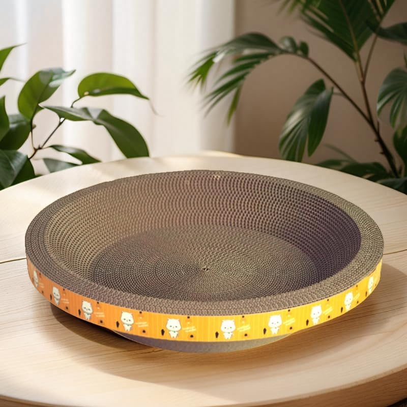 Cat Scratcher Bowl-Shaped Plate Thicken Corrugated Paper Cardboard Nest, Pets Supplier Reversible Kitty Scratching Pad Lounge Bed Interactive Toy image number 3