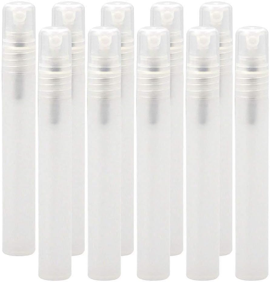 [10Pcs/Pack]Frosted Plastic Tube Empty Refillable Perfume Bottles Spray for Travel and Gift,Mini Portable Pen 10Ml X 6Pcs & 5Ml X 4Pcs (10Pcs/Pack,10Ml X 10Pcs)