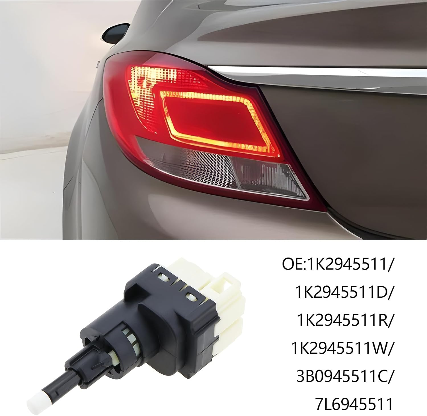Auto Brake Stop Light Switch Compatible with Audi A4 A6 A8 Compatible with Volkswagen Passat 2003-2005 1K2945511/1K2945511D/1K2945511R Whiteblack