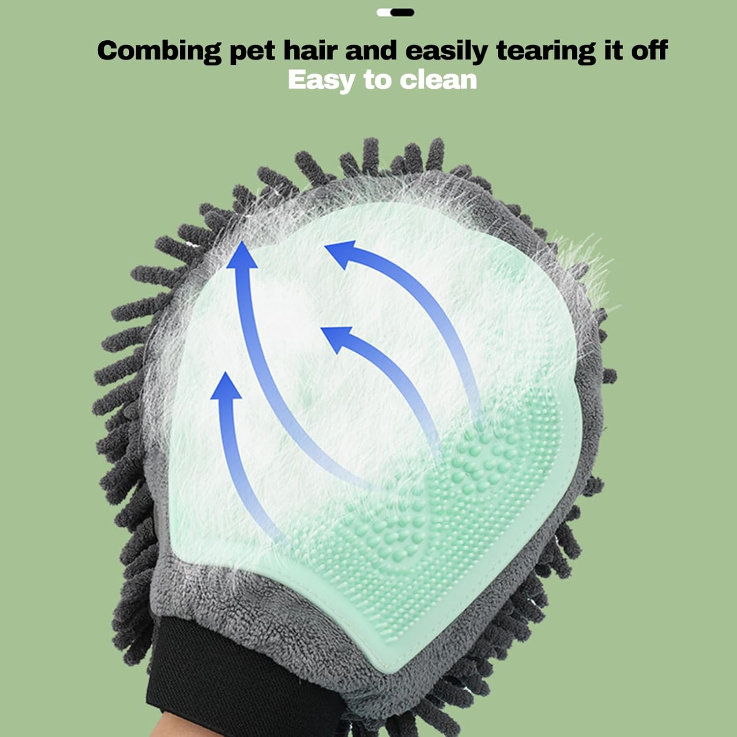 Pet Bath Gloves, Double-Sided Design Bath/Beauty and Pet Massage Gloves, Easy to Absorb Water, Suitable for Warm Skin, Ideal Tool for Any Pet Owner of Dogs, Cats, Rabbits, Horses image number 2